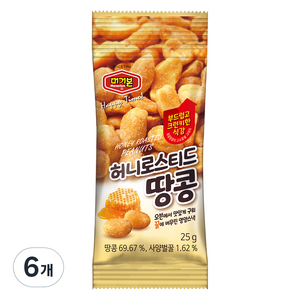 머거본 허니로스티드 땅콩, 25g, 6개