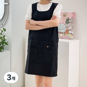데코나인 망사 무지 앞치마, 검정, 3개