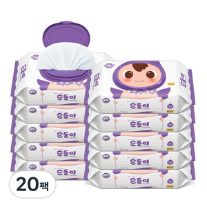 순둥이 프리미엄 엠보싱 아기 물티슈 캡형 65gsm, 65g, 70매, 20개