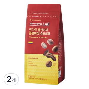 이디야 콜롬비아 슈프리모 홀빈커피, 200g, 2개, 홀빈(분쇄안함)