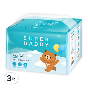 슈퍼대디 리얼소프트 팬티형 기저귀 유아용, 78매, 대형(L)