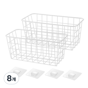모나코올리브 무타공 철제엔틱 깊은 수납바스켓 랜덤발송, 화이트, 8개