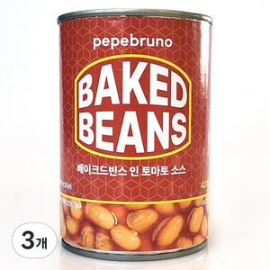 페페브루노 베이크드빈스 인 토마토 소스, 3개, 420g