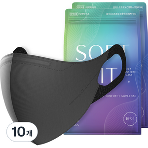 CLA 소프트핏 라이트 패키지 보건용 KF94 특대형 마스크, 25개입, 10개, 블랙