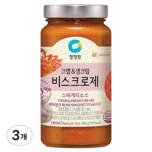 청정원 크랩&생크림 비스크로제 스파게티 파스타소스, 600g, 3개