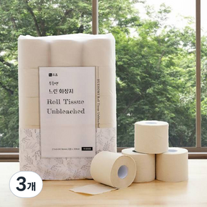 휴홈 3겹 무표백 느린 화장지 27m, 30m, 30개입, 3개