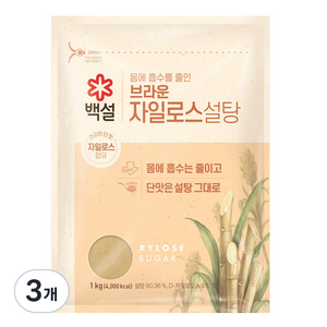 백설 자일로스 브라운 설탕, 1kg, 3개