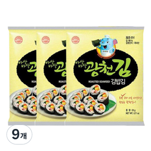 광천김 바삭바삭 광천김 두번 구운 김밥김, 20g, 9개