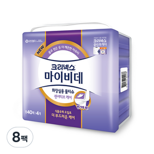 마이비데 크리넥스 센서티브케어 화장실용 물티슈 캡형, 40매, 8개