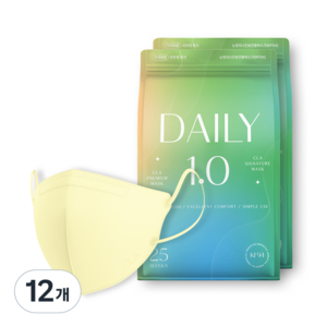 CLA 데일리 KF94 라이트패키지 보건용 컬러 새부리형 소형 어린이 마스크, 25개입, 12개, 옐로우