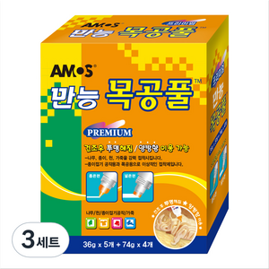 아모스 프리미엄 만능 목공풀 74g x 4p + 36g x 5p 세트, 3세트