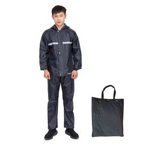 어반카 다용도 우비 상하의 + 가방 세트, 블랙