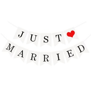 JUST MARRIED 프로포즈 감성 가랜드, 혼합색상, 1개