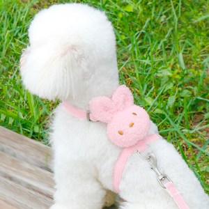 파스텔펫 강아지 뽀글 토순이 하네스 + 리드줄 세트, 핑크(하네스), 핑크(리드줄)