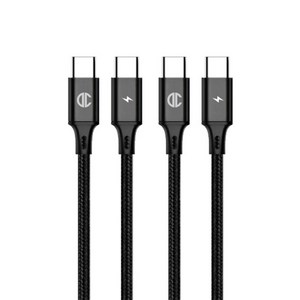 디씨네트워크 페브릭 C to C PD 고속 충전케이블 60W 2p, 60cm, BLACK, 2개