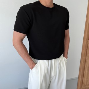 로댄티 남성용 머슬핏 뉴테크 무지 운동복 반팔티셔츠
