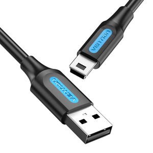 벤션 USB A to 미니5핀 케이블 COM, 0.5m, 블랙, 1개