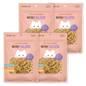 내츄럴랩 미니 슬라이스 져키 고양이 간식, 닭가슴살, 50g, 4개