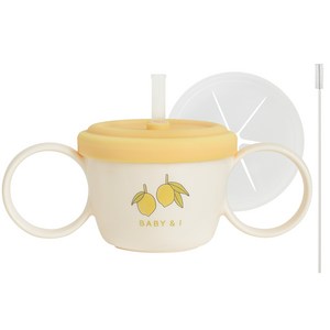 베이비앤아이 역류방지 양손 크림 스낵 앤 빨대컵 200ml, 머스타드 + 모과, 1개