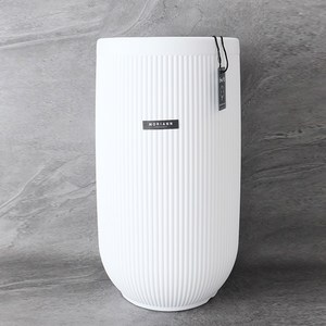 모리앤 모던 롱스트라이프 원형 플라스틱 화분 2650W, 화이트, 1개