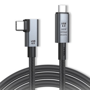 엠비에프 USB 4.0 C타입 M-C타입 M 240W 40Gbps 한쪽 ㄱ자 90도 꺽임 케이블 MBF-U40R-10, 1개, 1m