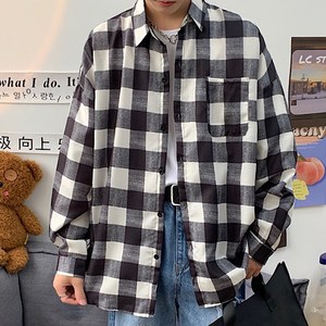 익스트림 격자 패턴 데일리 캐주얼 캠퍼스룩 셔츠