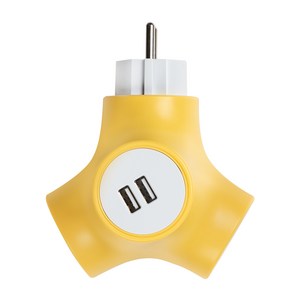 파워존 테트라포드 USB 오리지널 멀티탭 2구 옐로우 PA-GEK-02SU2, 1개, 130mm