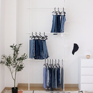 올리 국내생산 드레스룸 바지걸이 행거 3단, 화이트