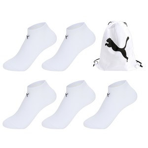 푸마 스포츠 스니커즈 발목양말 5족 + 짐색 세트, 화이트(양말)