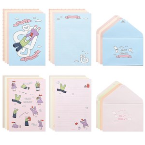 모노라이크 올리몰리 레터 편지지 32p + 봉투 16p 세트, 혼합색상, 1세트