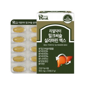 [리얼닥터] 밀크씨슬 실리마린 맥스 900mg /7중 복합/아연/간에좋은/간영양제/간건강/최대함량/식약처인증/음주전후/숙취해소, 30정, 1박스