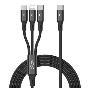 이츠라이프 비바스 3IN1-USB C PD PPS 초고속 충전 케이블, 블랙, 2m, 1개