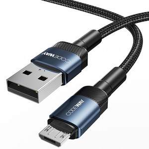 코드웨이 USB A타입-마이크로 5핀 케이블, 1m, 블루, 1개