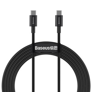 베이스어스 슈페리어 시리즈 C to C 고속충전 데이터 케이블 100w, 블랙(CATYS-C01), 2m, 1개
