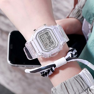 젤루나 투명 젤리 사각 파스텔 방수 디지털 전자 손목 시계 W-01