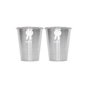 화이트 미피 스텐 심플컵 350ml, 혼합색상, 2개