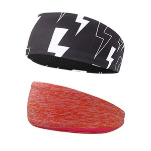 에이빅스포츠 쿨 땀흡수 헤어밴드 2종 세트, 블랙썬더, 레드, 1개