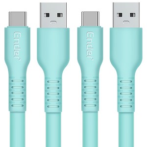 엔더 삼성 휴대폰 전용 C타입 고속충전 말랑이 탄성 케이블, 2m, 민트, 2개