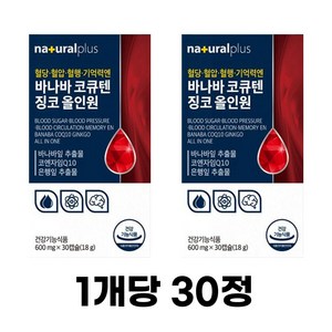 내츄럴플러스 혈당 혈압 혈행 기억력엔 바나바 코큐텐 징코 올인원 18g, 1개, 60정