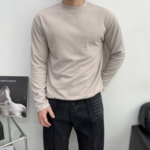 [M-2XL] 부드러운 머슬핏 니트 워셔블 라운드 긴팔 티셔츠