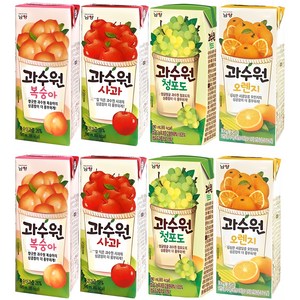 마셔몰 드링크팩 세트 과수원 4가지맛 복숭아 사과 오렌지 청포도 각12팩 총48팩, 190ml, 48개