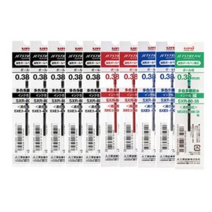 유니 제트스트림 3색펜 4색펜 멀티펜 리필심 SXR-80-38 SXR-80-05 SXR-80-07 10개, 다색펜(멀티펜) 리필 0.38 혼합 10개