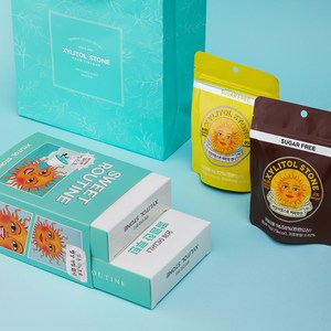 자일리톨스톤 지퍼백 선물세트(페퍼민트부스터+레몬+딸기+커피), 4개, 70g