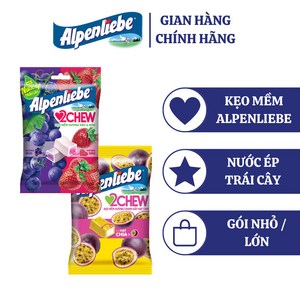 [Alpenliebe 알펜리베] 알펜리베 투츄 소프트 캔디 대팩 / 소팩 (다양한 맛), 딸기 및 포도63개 팩, 1개