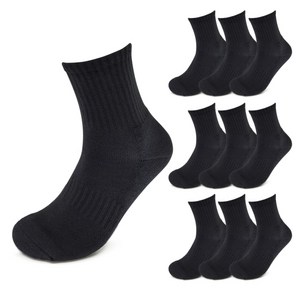 COSOC 두툼한 이중쿠션 중목 두꺼운 스포츠양말 10p, 검정(black)