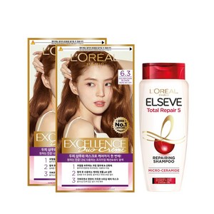 로레알파리 엑셀랑스 듀오크림 염색제 6.3호 2p + 샴푸 170ml 기획세트, 1세트