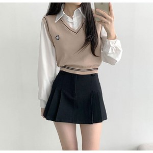 부기샵 2단기장 미니 스커트 숏&롱 헤이즐 더블 플리츠 미니 스커트