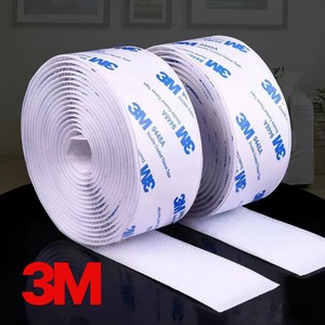 3M 초강력 벨크로 찍찍이 부직포 양면 테이프 암수한쌍 4종, 화이트 2cm x 1미터, 1개