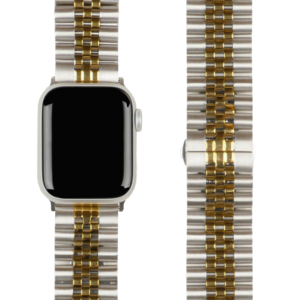 모할랩 애플워치 3/4/5/6/7/8/SE 호환 쥬빌레 메탈 스트랩 + 보호필름 1p 세트, 03실버골드, 45mm, 45mm