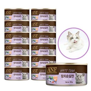 ANF 고양이 캔 간식 모음 참치 치킨 순살 새우 게맛살 무스 CAN 버라이어티 믹스, 참치순살, 95g, 24개